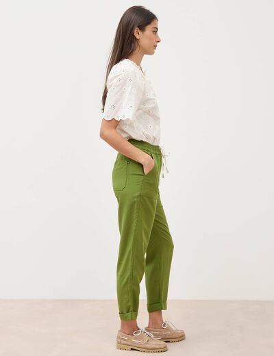 Pantalon taille standard vert olive femme