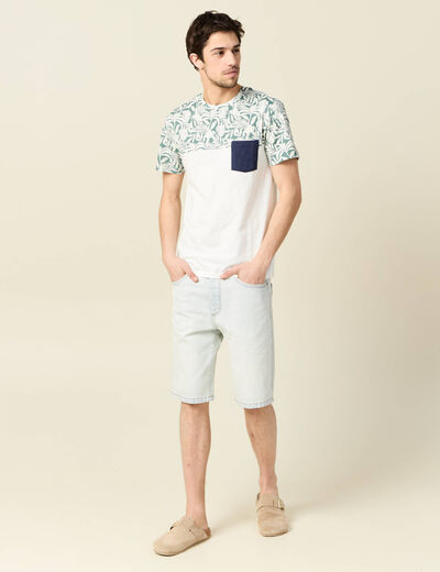 T-shirt manches courtes marron clair homme