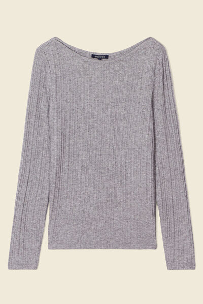 T-shirt manches longues gris foncé femme