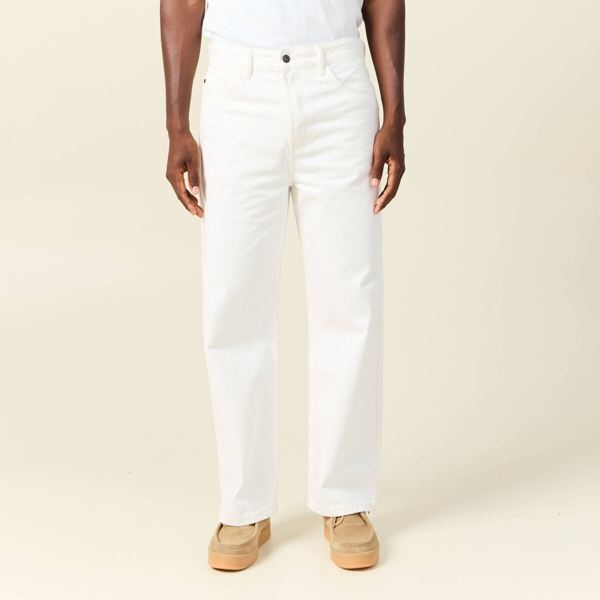 Jeans loose 5 poches denim blanc homme