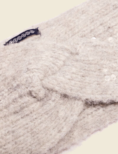 Bandeau tricoté sequins gris femme