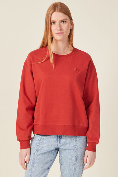 Sweat manches longues orange foncé femme