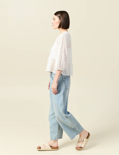 Chemise cintrée courte manches 3/4 ecru femme