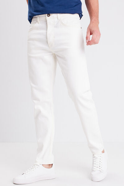 Jeans tapered détails destroy denim blanc homme