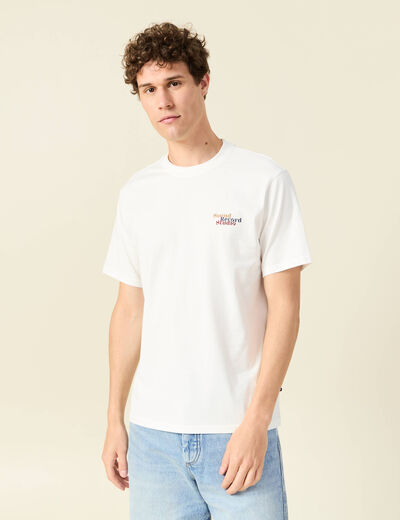 T-shirt en coton manches courtes ecru homme