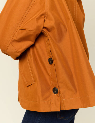 Parka oversize à capuche camel femme