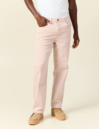 Jeans relax 5 poches rose homme