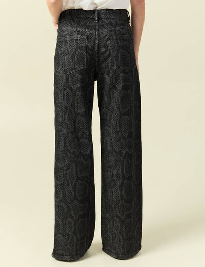 Pantalon wide large taille haute gris fonc&eacute; femme