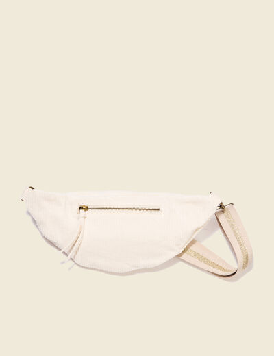 Sac banane velours côtelé creme femme