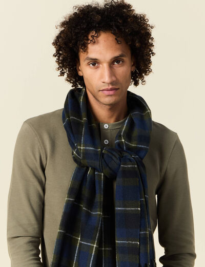 Écharpe à franges bleu marine homme