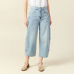 Jeans slouchy brodé 7/8ème denim bleach femme