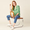Chemise manches 3/4 vert clair femme