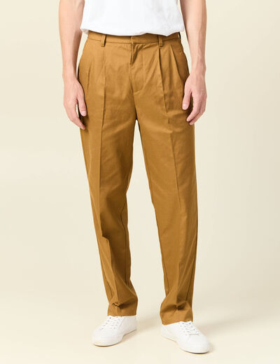 Pantalon chino droit beige homme