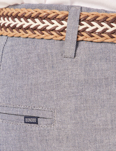Pantalon chino ceinturé bleu marine homme