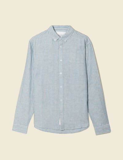 Chemise manches longues bleu pétrole homme