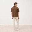 Chemise manches courtes col tailleur taupe homme