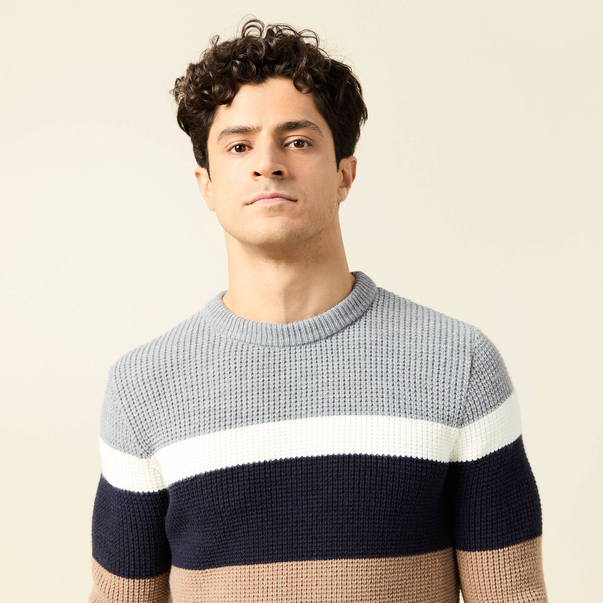 Pull manches longues bleu marine homme