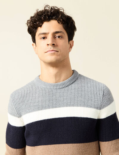 Pull manches longues bleu marine homme