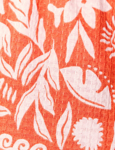 Pantalon fluide large orange foncé femme