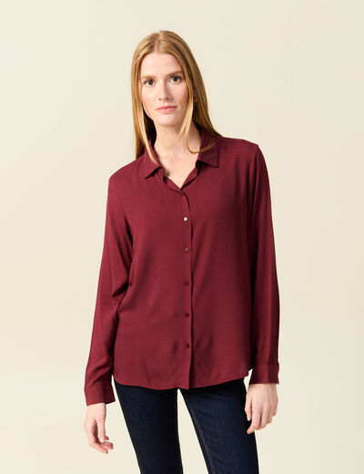 Chemise manches longues fluide bordeaux femme