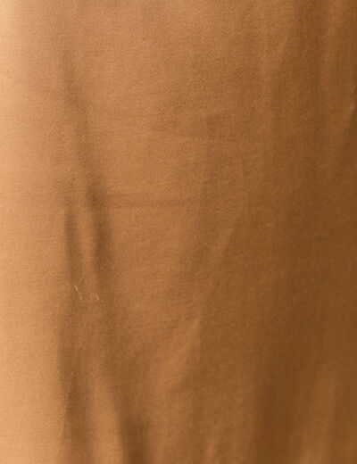 Jupe midi droite satin marron clair femme