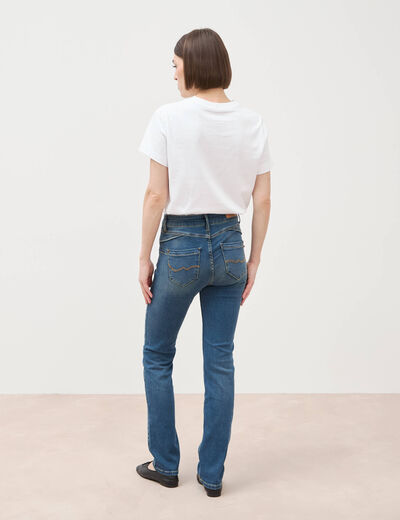 Jeans regular taille haute denim stone femme