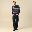 Pull manches longues col rond bleu marine homme