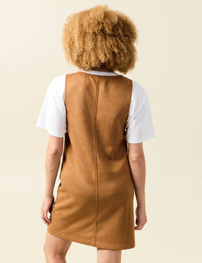 Robe manches tr&egrave;s courtes marron femme