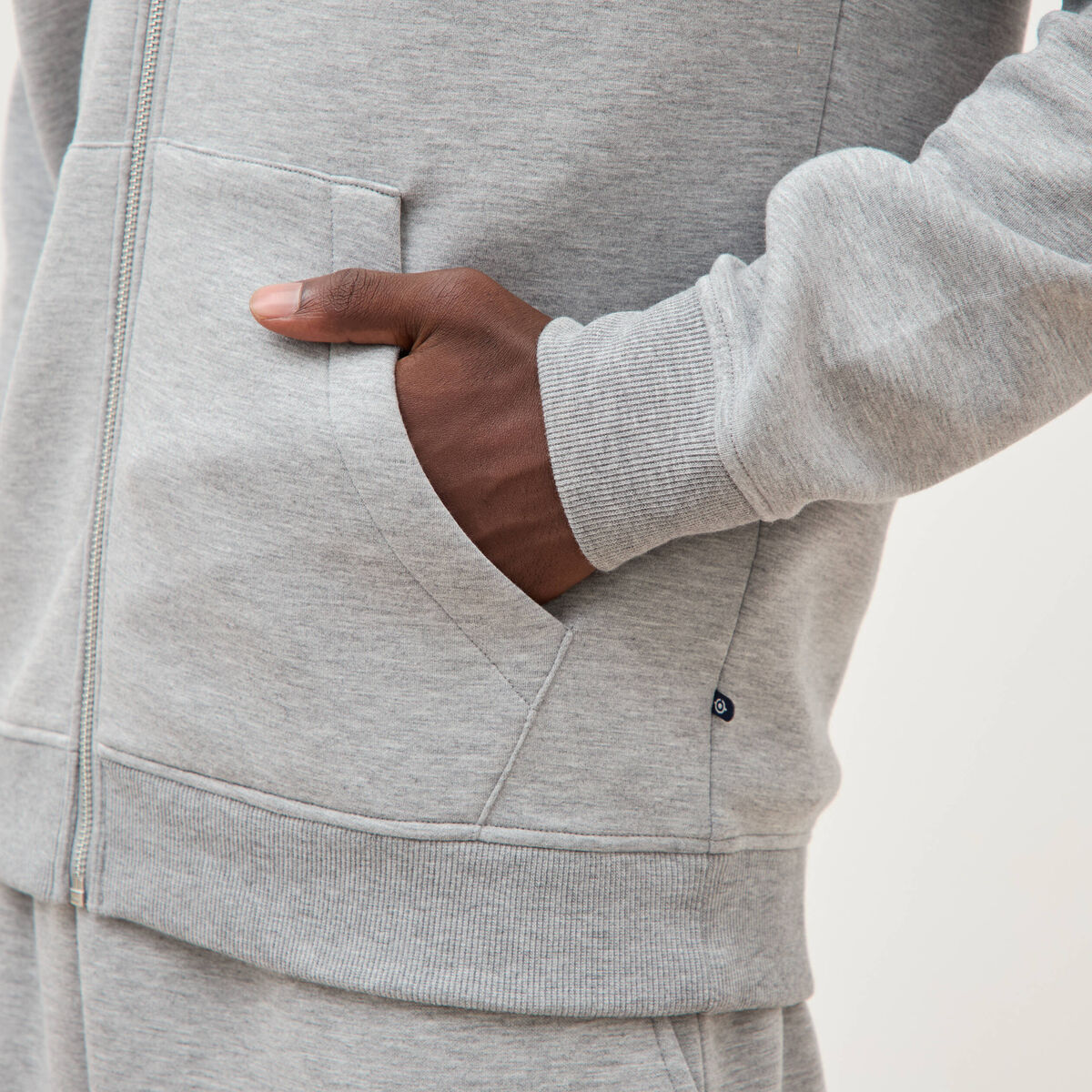 Sweat ample &agrave; capuche manches longues gris clair homme