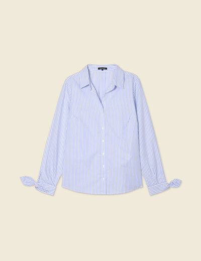Chemise manches longues noeuds bleu ciel femme