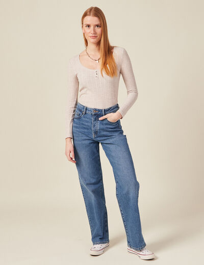 T-shirt à manches longues beige femme