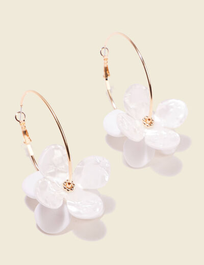 Boucles d'oreilles créoles ecru femme