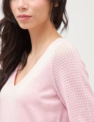Pull manches longues rose pastel femme
