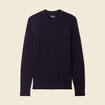Pull manches longues col rond bleu fonc&eacute; homme
