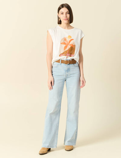 T-shirt manches courtes ecru femme