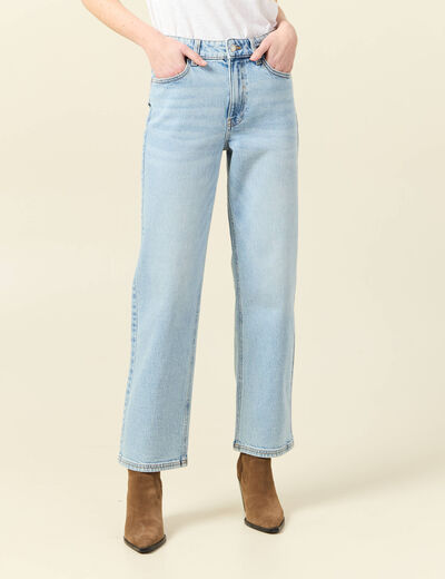 Jeans droit 7/8ème denim bleach femme