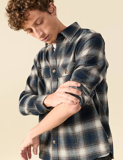 Surchemise oversize en coton bleu marine homme