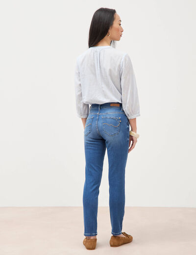 Jeans slim 7/8&egrave;me denim stone femme