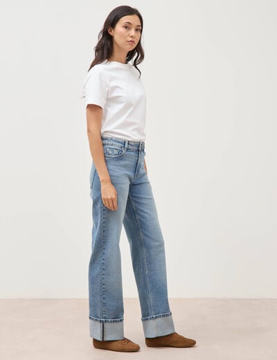 Jeans straight taille standard bleu femme