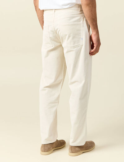 Pantalon droit en velours longueur 32 ecru homme