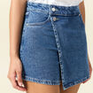 Jupe-short droite en jean denim stone femme