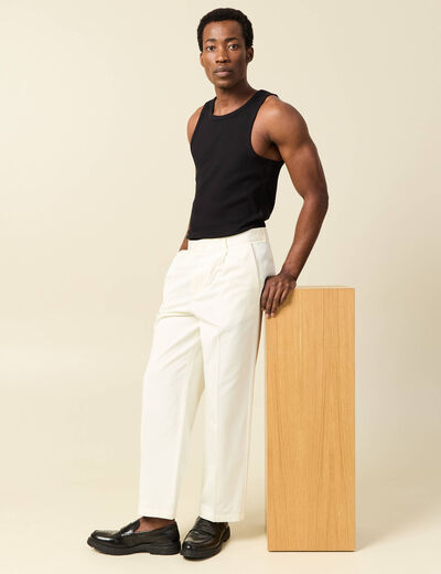 Pantalon droit longueur 32 ecru homme