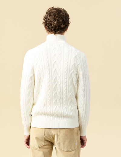 Tricot col montant ecru homme