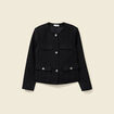 Veste manches longues en tweed noir femme