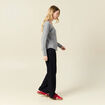 Pull manches longues col en V gris clair femme