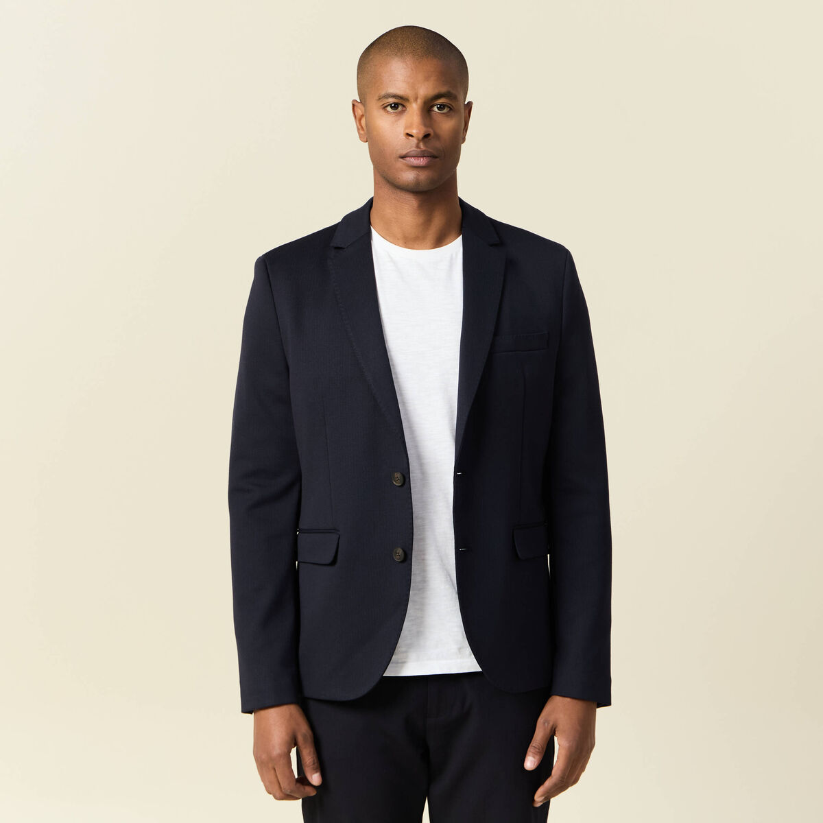 Veste blazer manches longues bleu marine homme