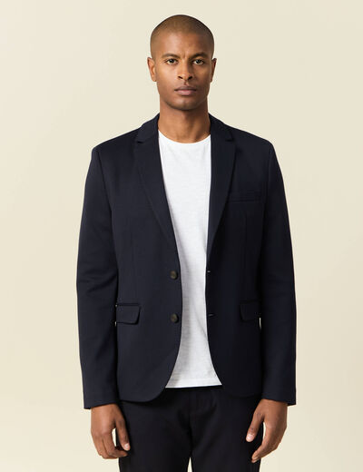 Veste blazer manches longues bleu marine homme