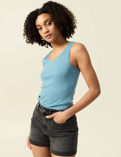 Débardeur femme uni col arrondi Instinct bleu gris femme