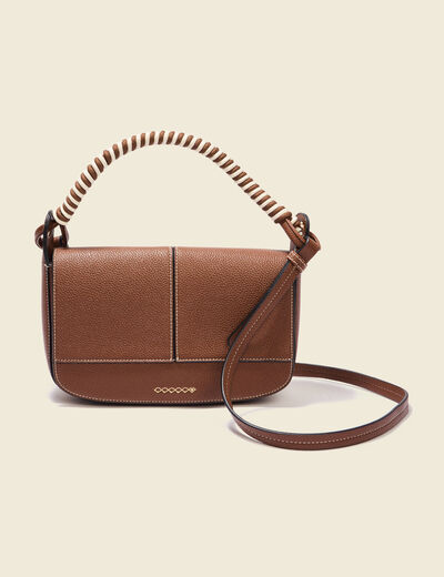 Sac besace avec anse corde marron femme
