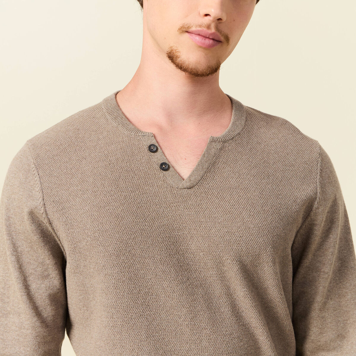 Pull manches longues vert kaki homme